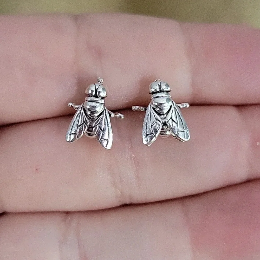 Housefly Stud Earrings, unisex